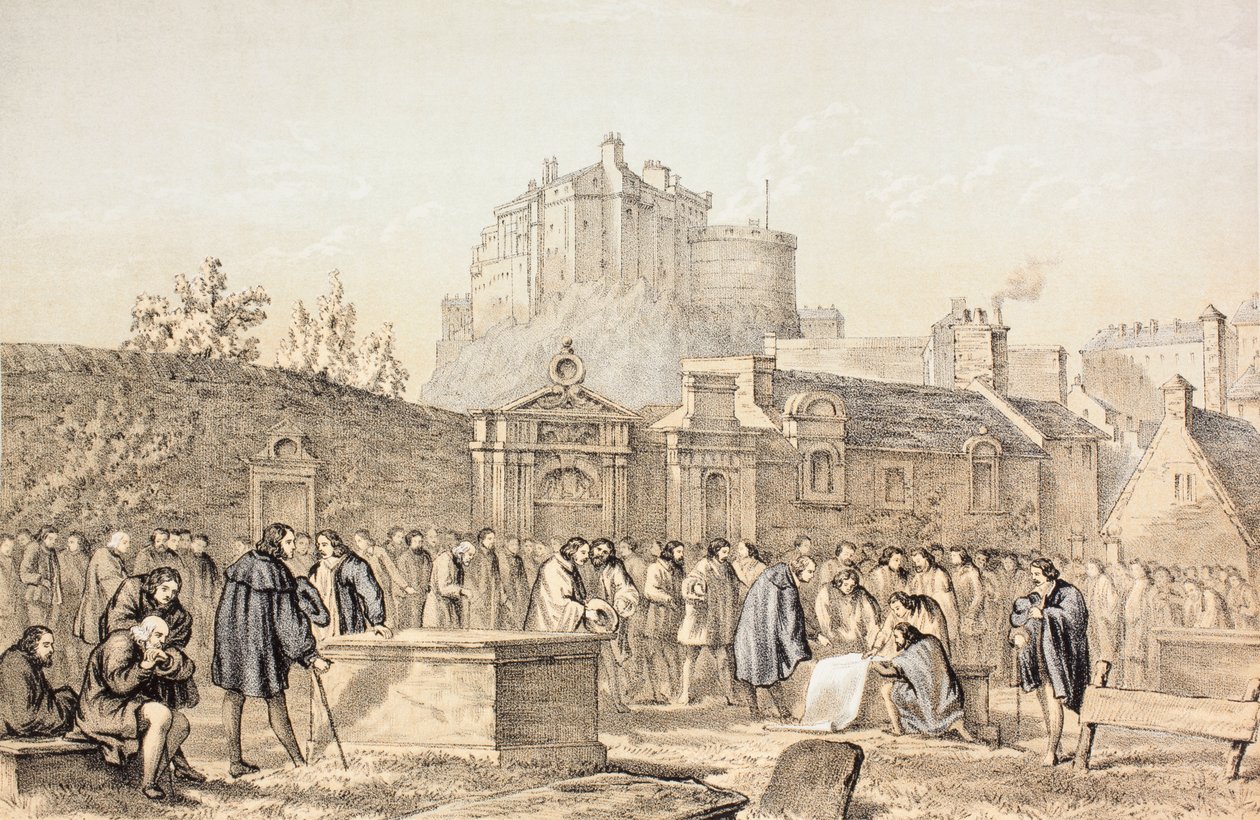 Firmando el Pacto en el Cementerio de Greyfriars, Edimburgo en 1638, de 