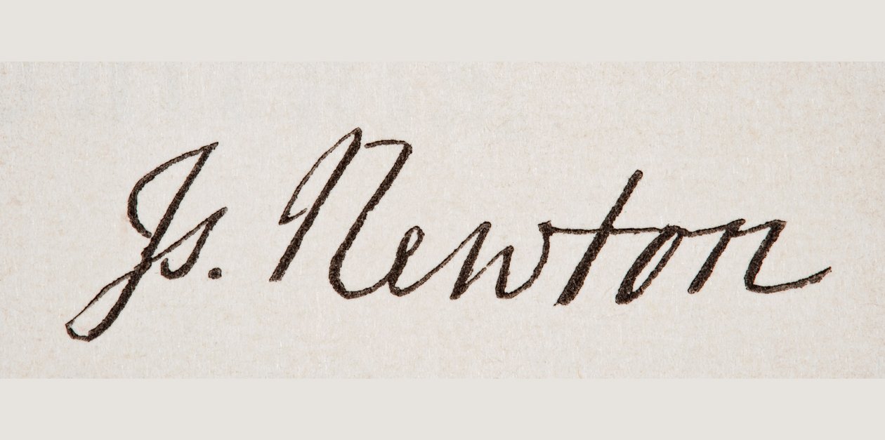 Firma de Sir Isaac Newton, de 
