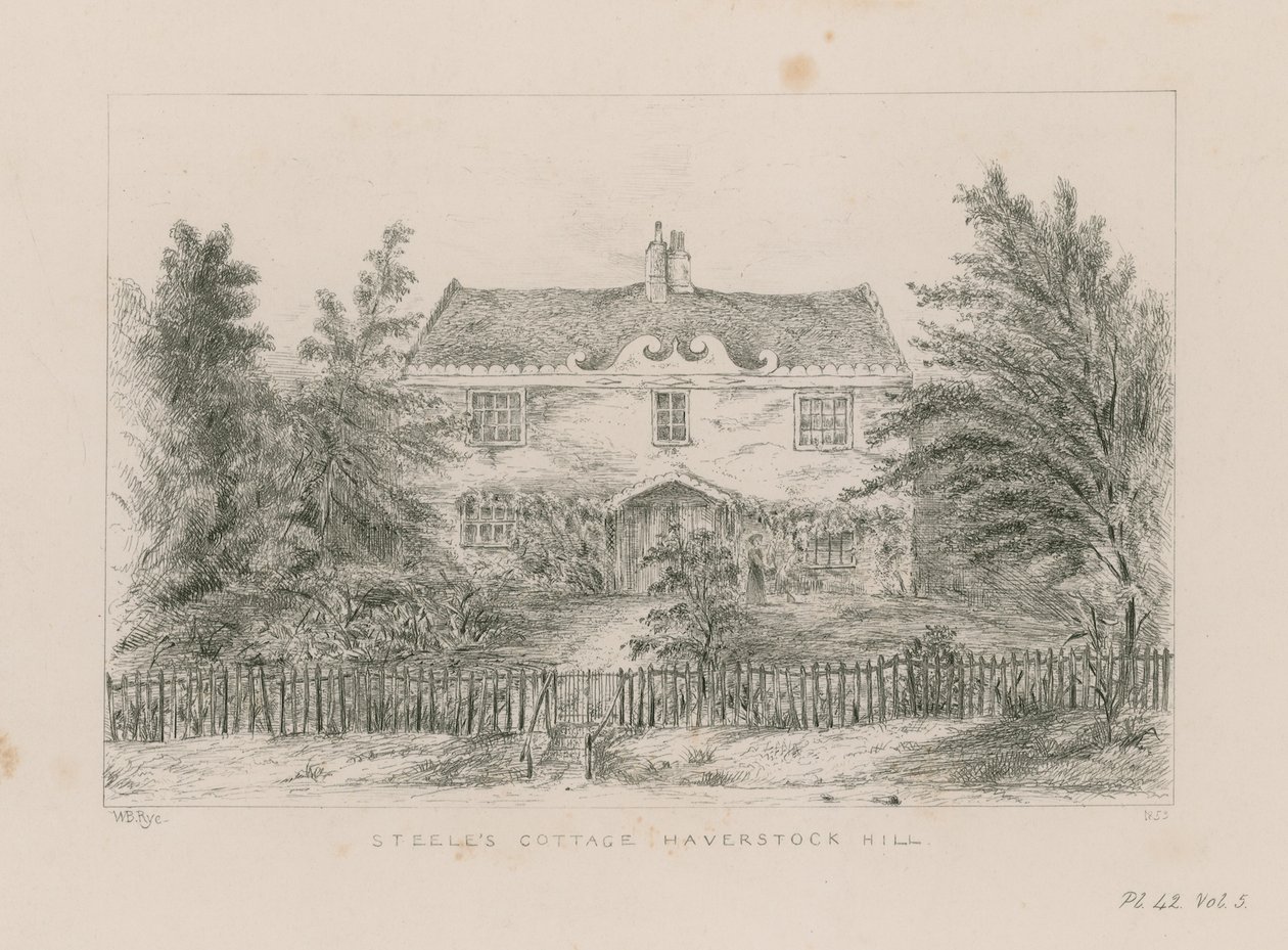 Cabaña de Sir Richard Steele, Haverstock Hill (grabado) de English School