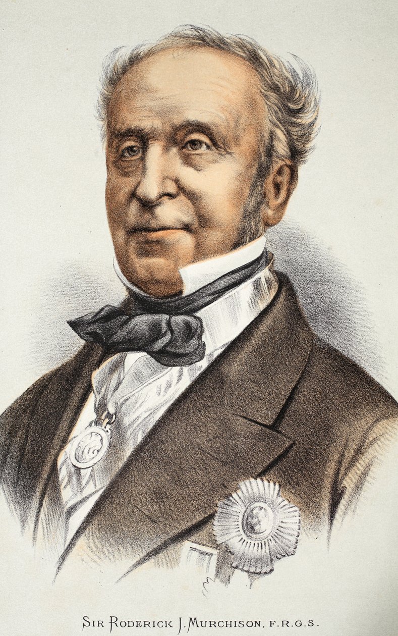 Sir Roderick Murchison, ilustración de The Pictorial Edition of the Life and Discoveries of David Livingstone por J. Ewing Richie, pub. por A. Fullarton & Co., 1876 de English School