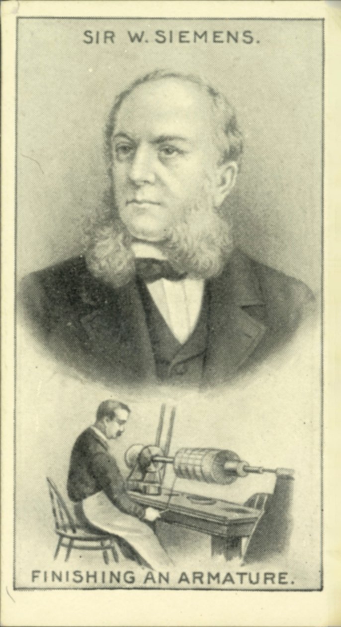 Sir W Siemens, Acabado de una armadura (litografía) de English School