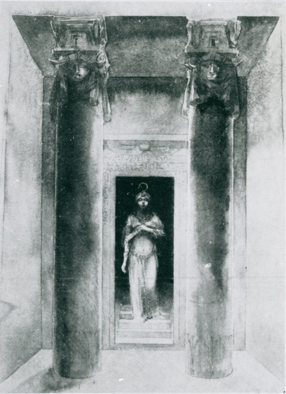 Boceto de Moina Mathers (1865-1928) en el papel de la Gran Sacerdotisa Anari, realizando los Ritos de Isis, París, 1899 de English School