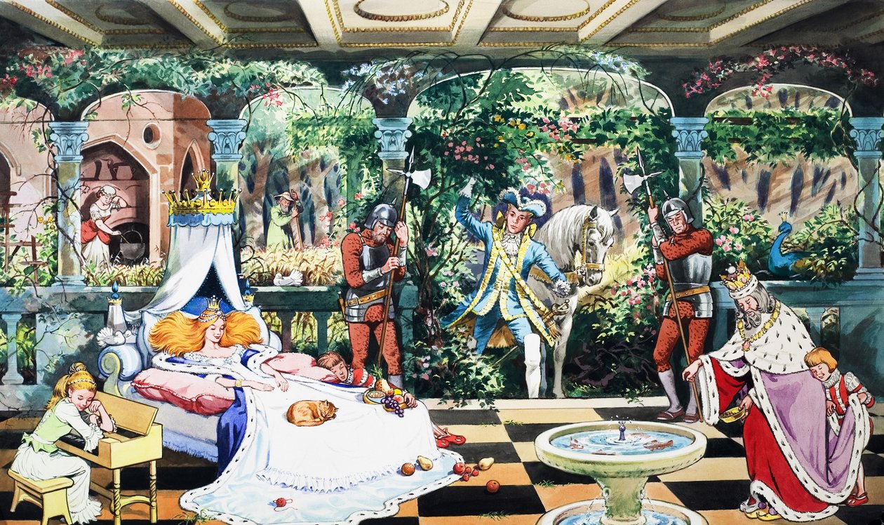 La Bella Durmiente (gouache sobre papel) de English School