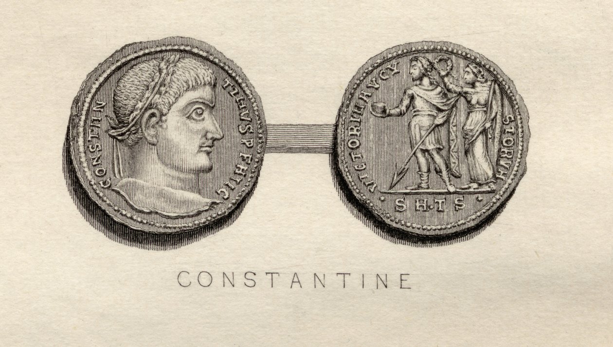 Moneda sólida de la época de Constantino I de English School