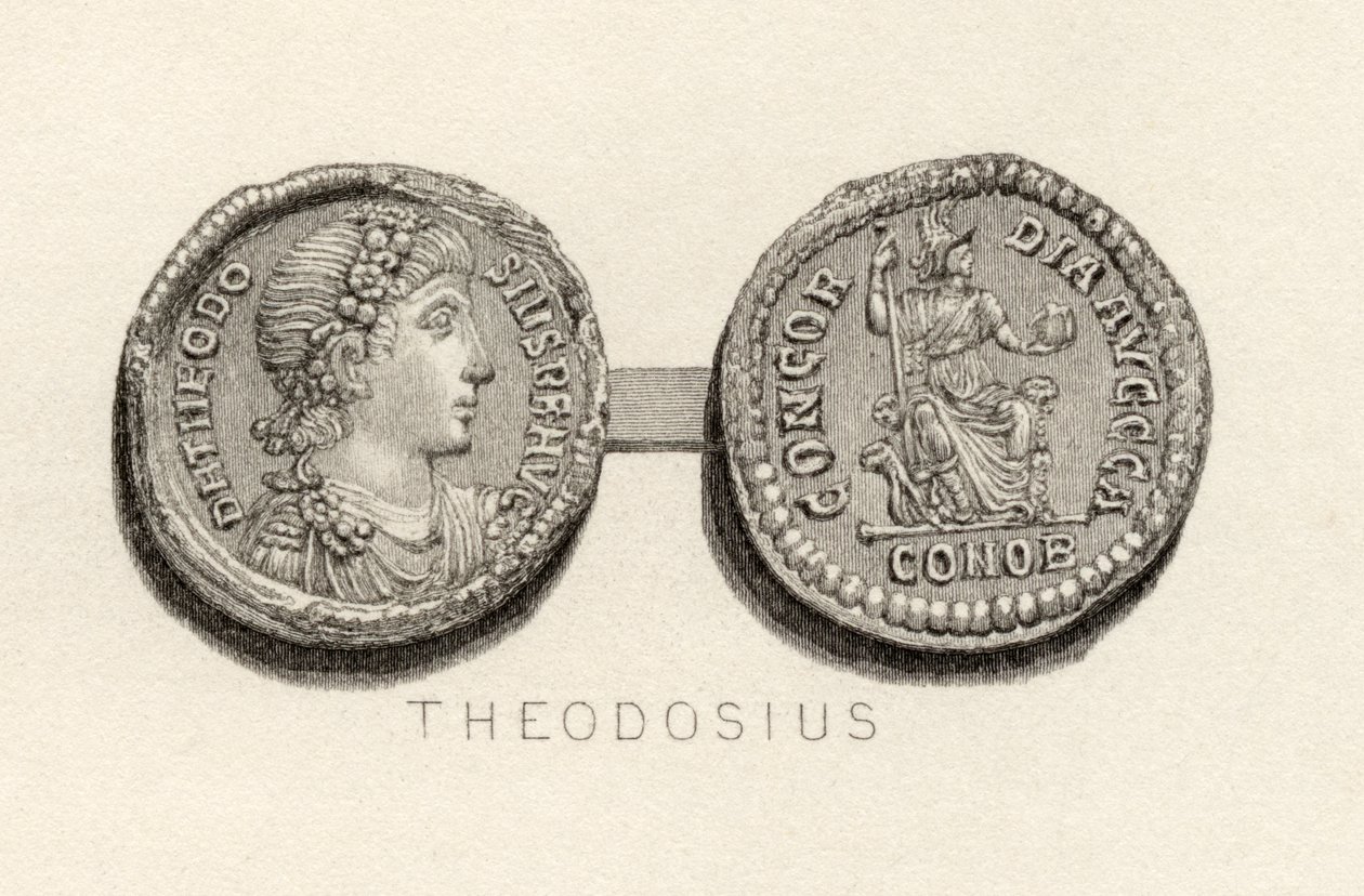 Moneda sólida de la época de Teodosio el Grande de English School