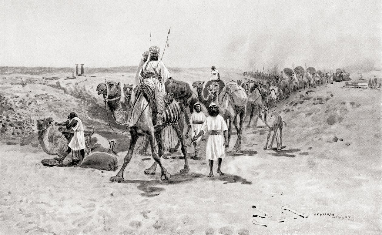 Salomón envía regalos a Hiram I, el rey fenicio de Tiro, de la Historia de las Naciones de Hutchinson, pub.1915 de English School