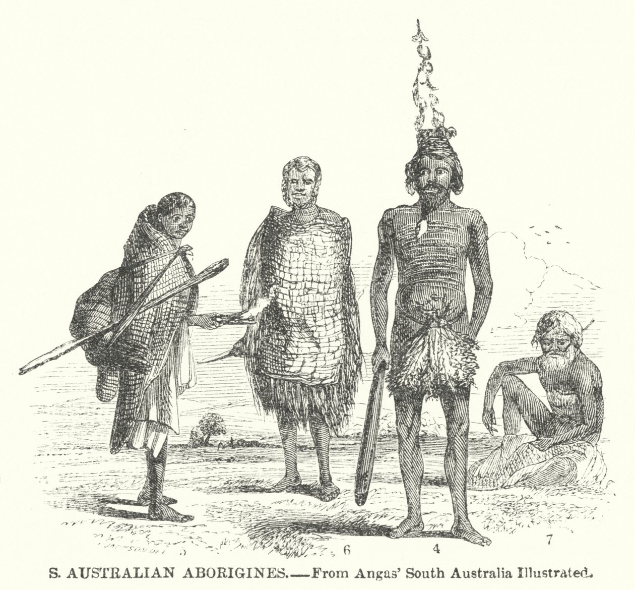 Aborígenes de Australia Meridional (grabado) de English School