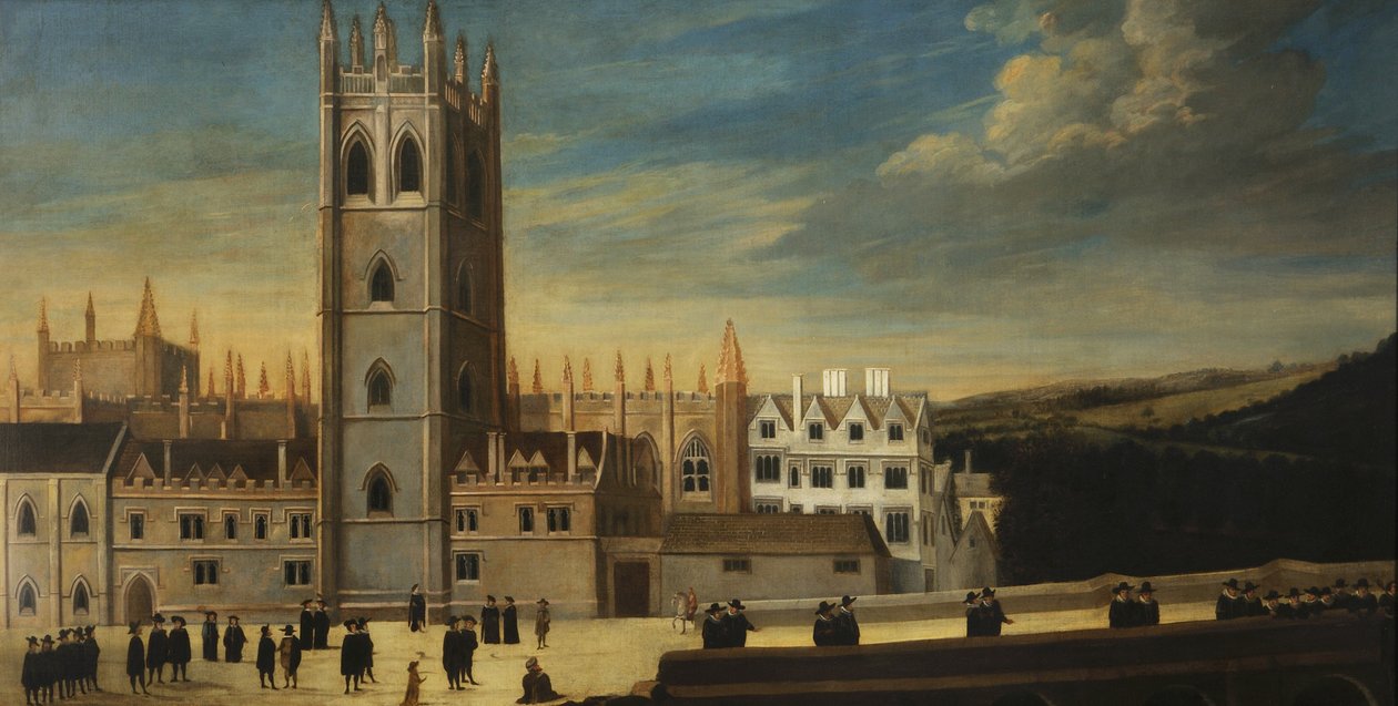 Frente Sur de Magdalen con Numerosas Figuras en el Primer Plano, c.1650 de English School