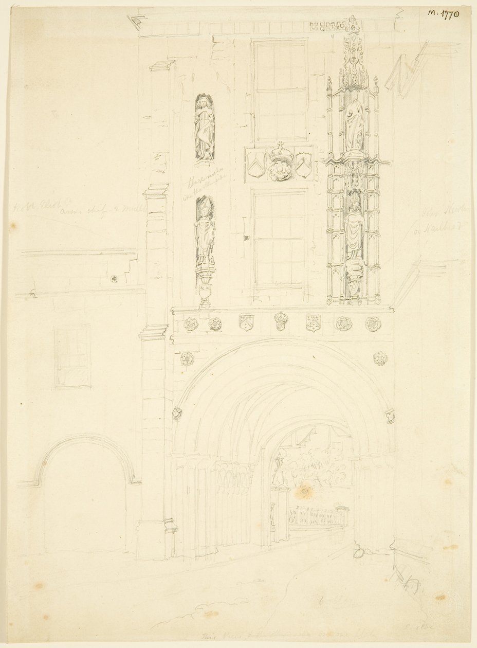Vista sur de la Puerta de la Abadía de la Catedral de Bristol de English School