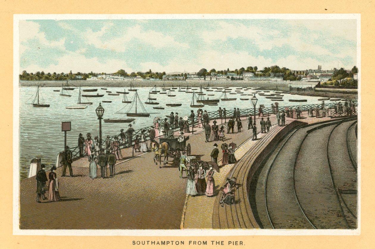 Southampton desde el muelle (litografía en color) de English School
