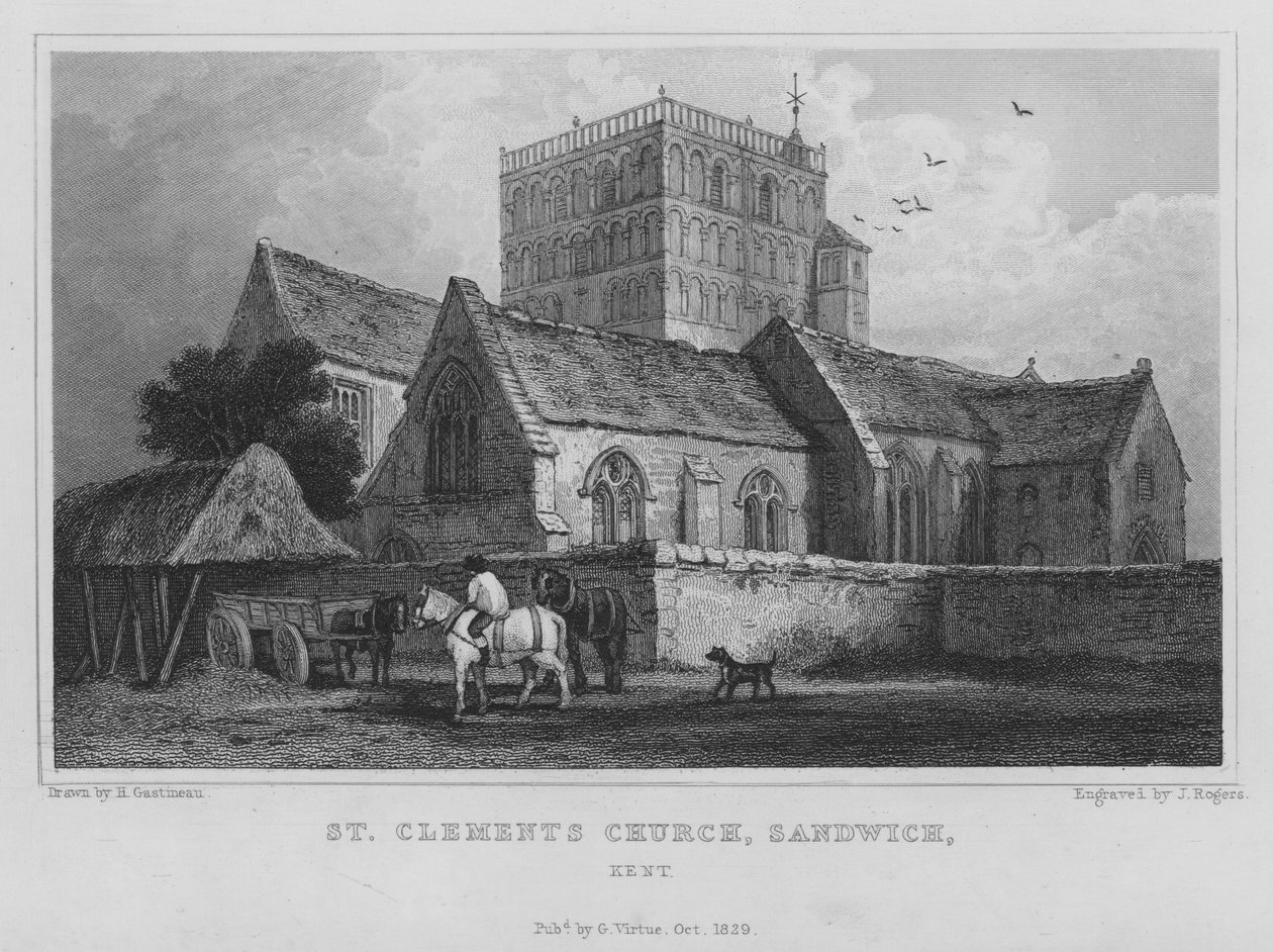 Iglesia de San Clemente, Sandwich, Kent (grabado) de English School