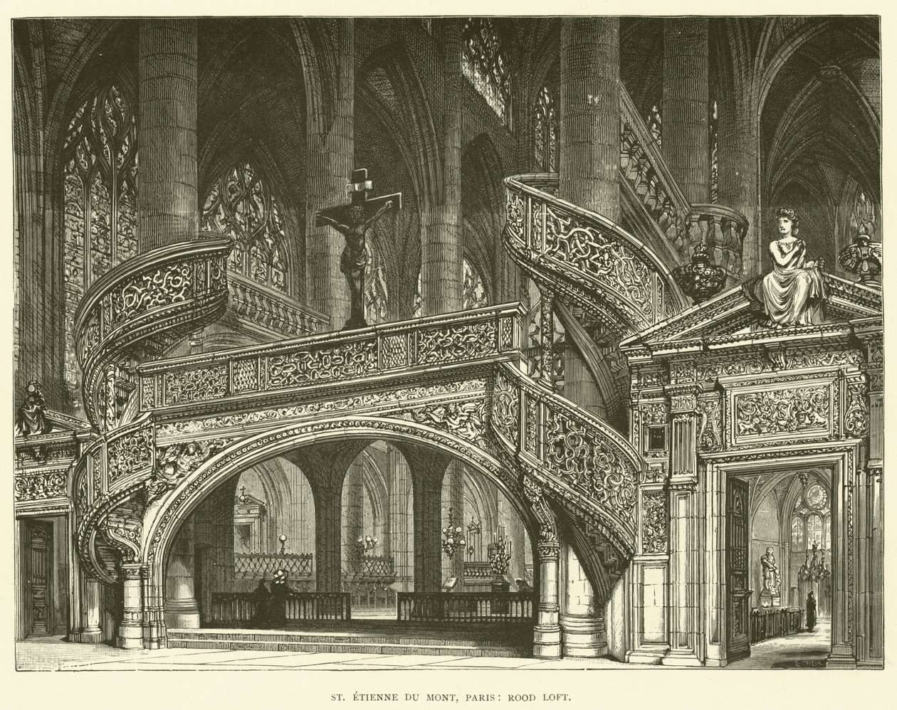 St Etienne du Mont, París, Rood Loft (grabado) de English School