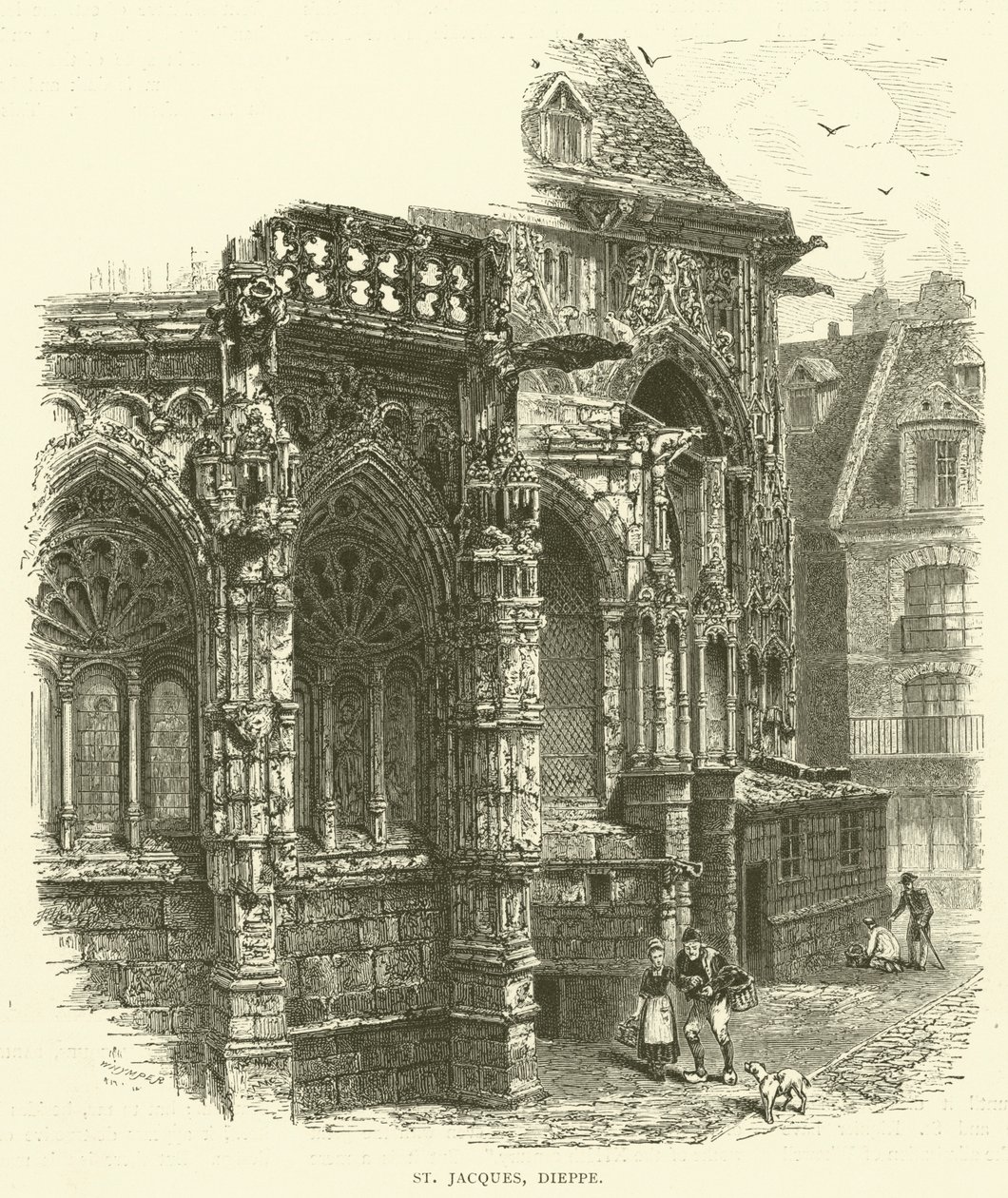 St Jacques, Dieppe (grabado) de English School