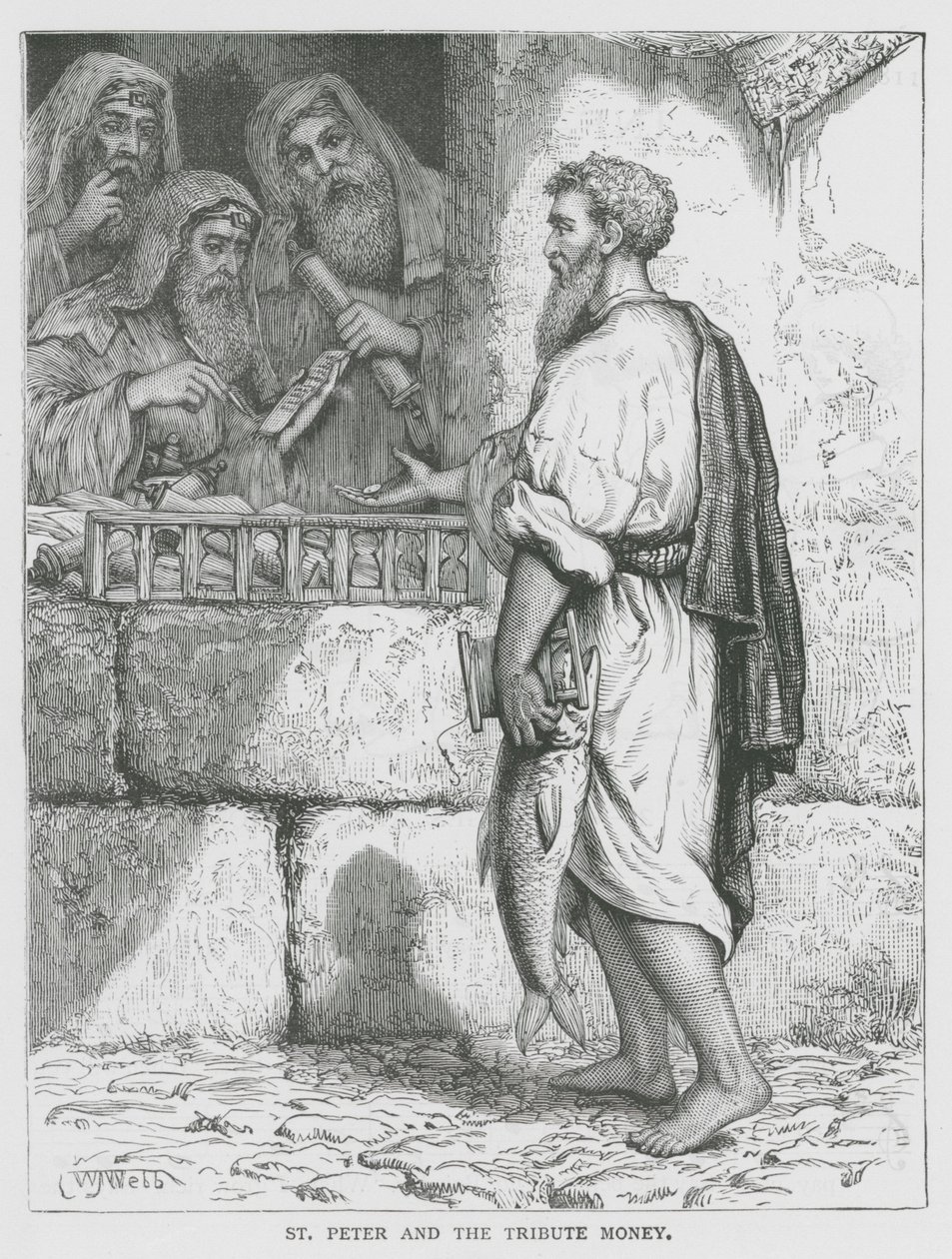 San Pedro y el dinero del tributo (grabado) de English School