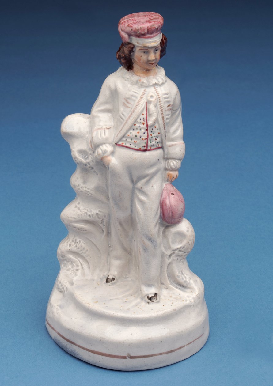 Figura de Staffordshire de un niño de la Escuela de Rugby, c.1860 de English School