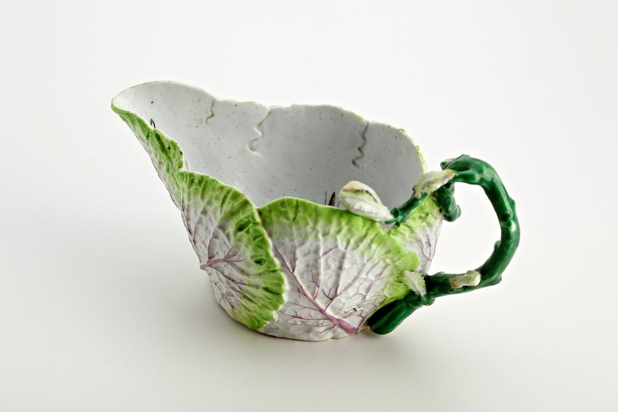 Salsera de Staffordshire formada por hojas moldeadas y asa de ramita, c.1749-60 de English School