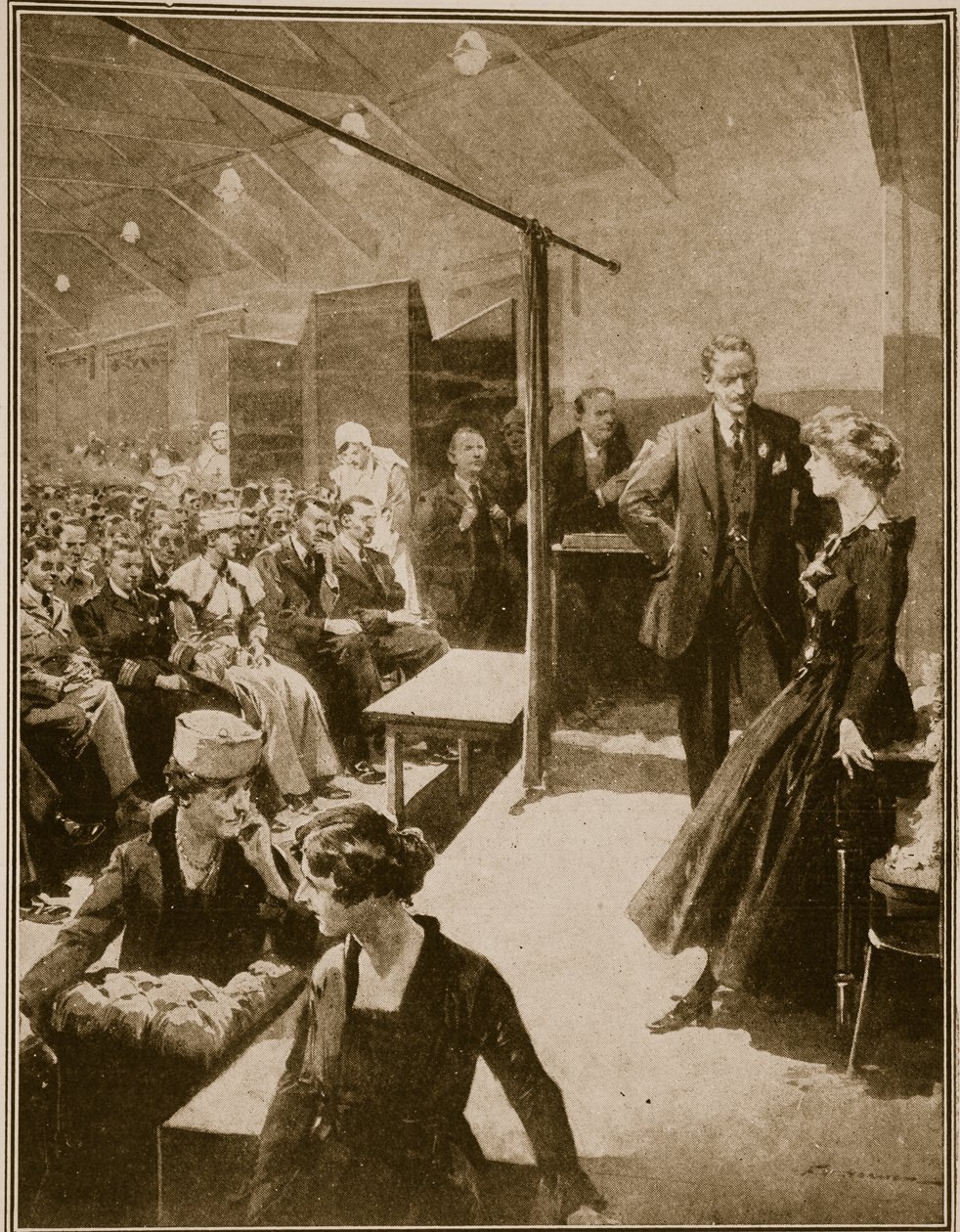 Actuación teatral para soldados cegados en la guerra de English School