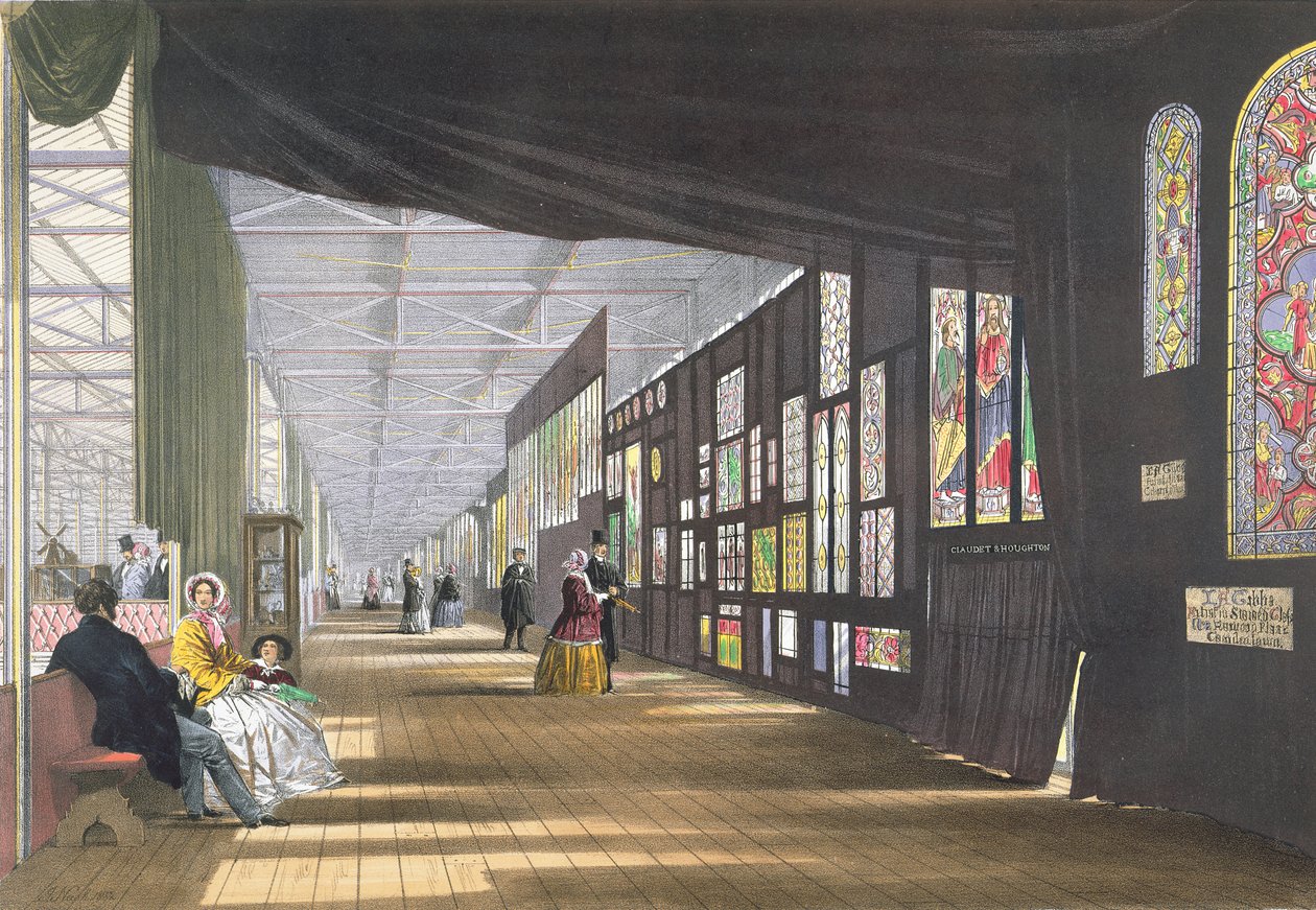 Galería de Vidrieras, de Imágenes Comprensivas de la Gran Exposición de 1851 de Dickinson, publicada en 1854 de English School