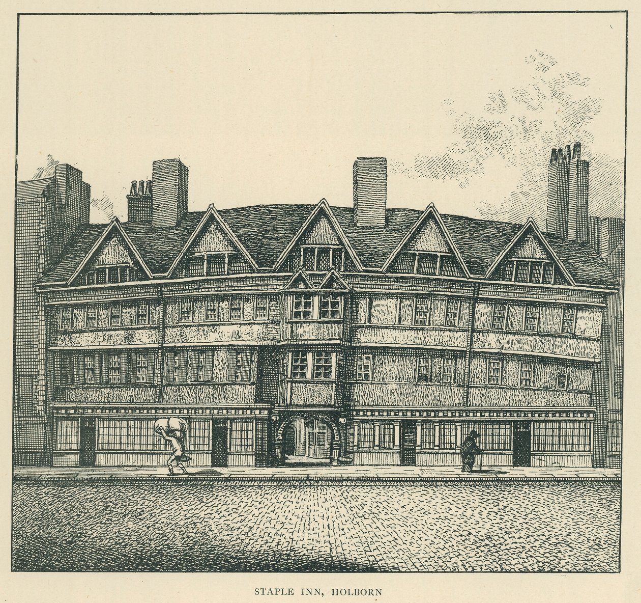 Staple Inn, Holborn (litografía) de English School