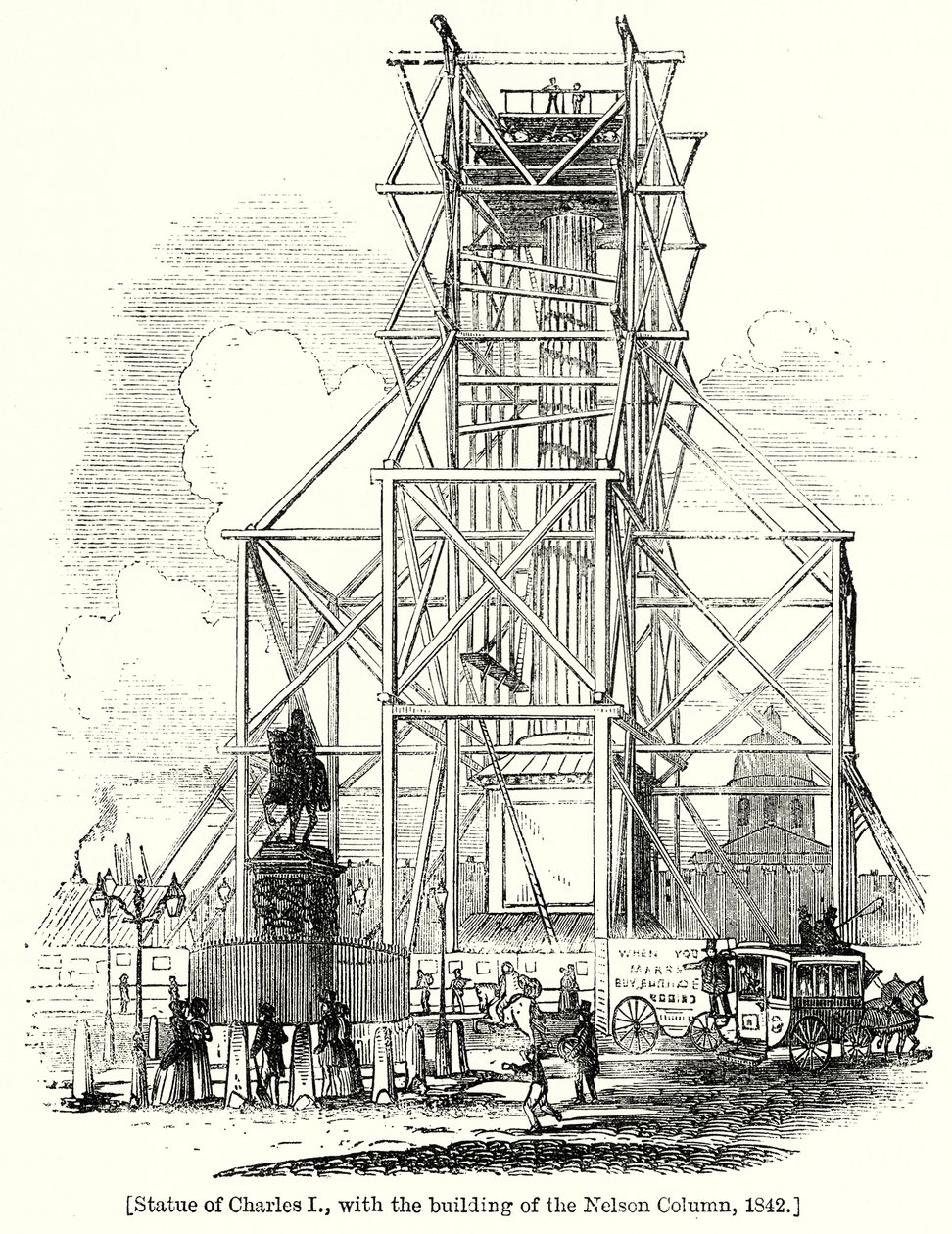 Estatua de Carlos I, con la construcción de la Columna Nelson de English School