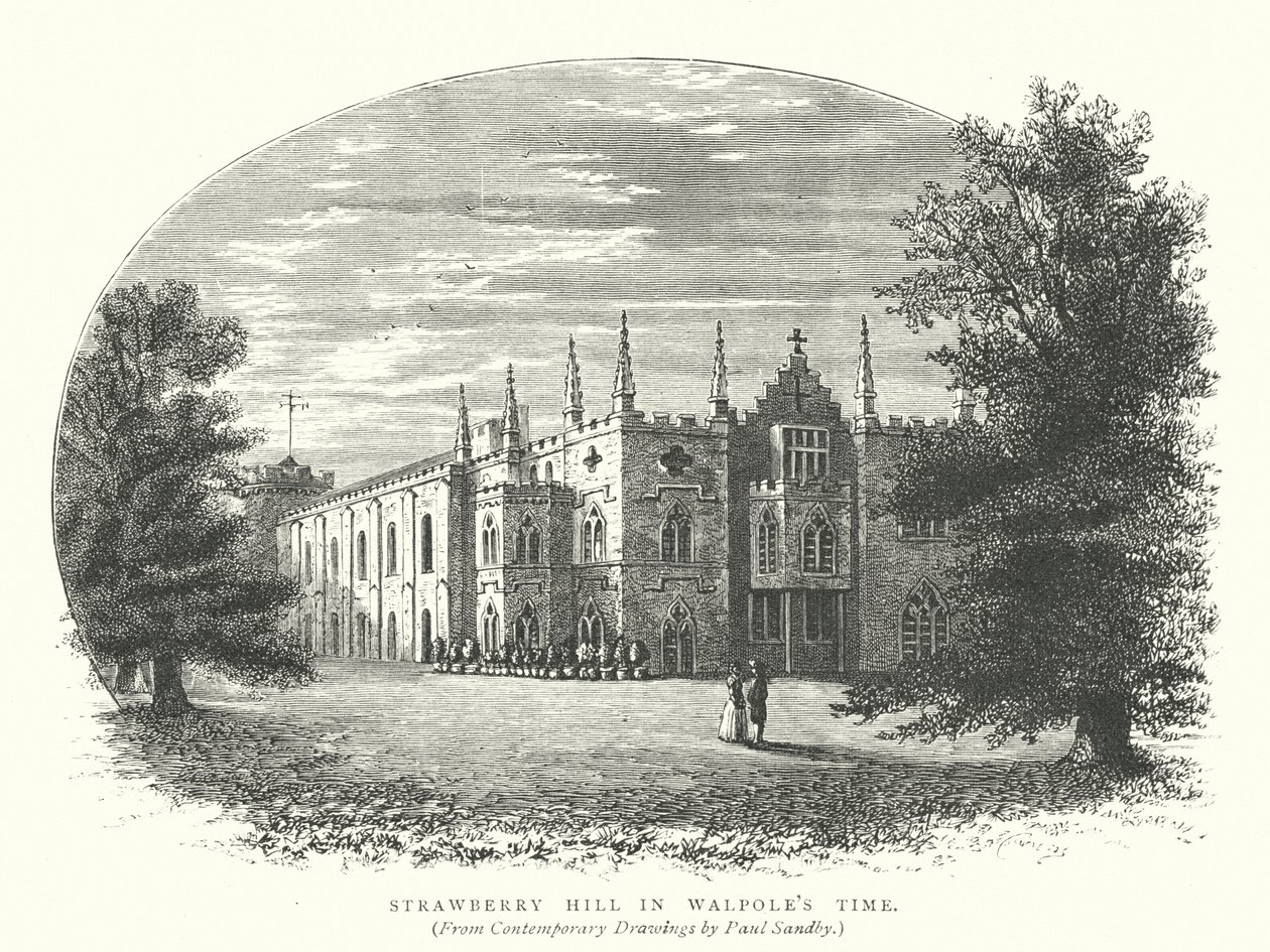 Strawberry Hill en tiempos de Walpole (grabado) de English School