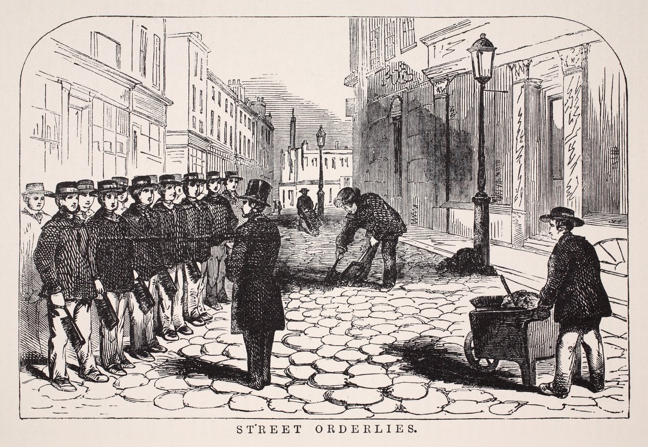 Ordenanzas callejeras, ilustración de London Labour and London Poor de Henry Mayhew, pub. 1862 de English School