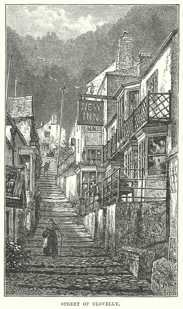 Calle de Clovelly (grabado) de English School