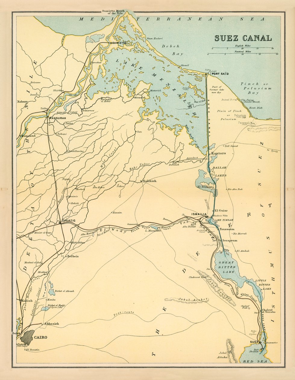 Canal de Suez (litografía en color) de English School