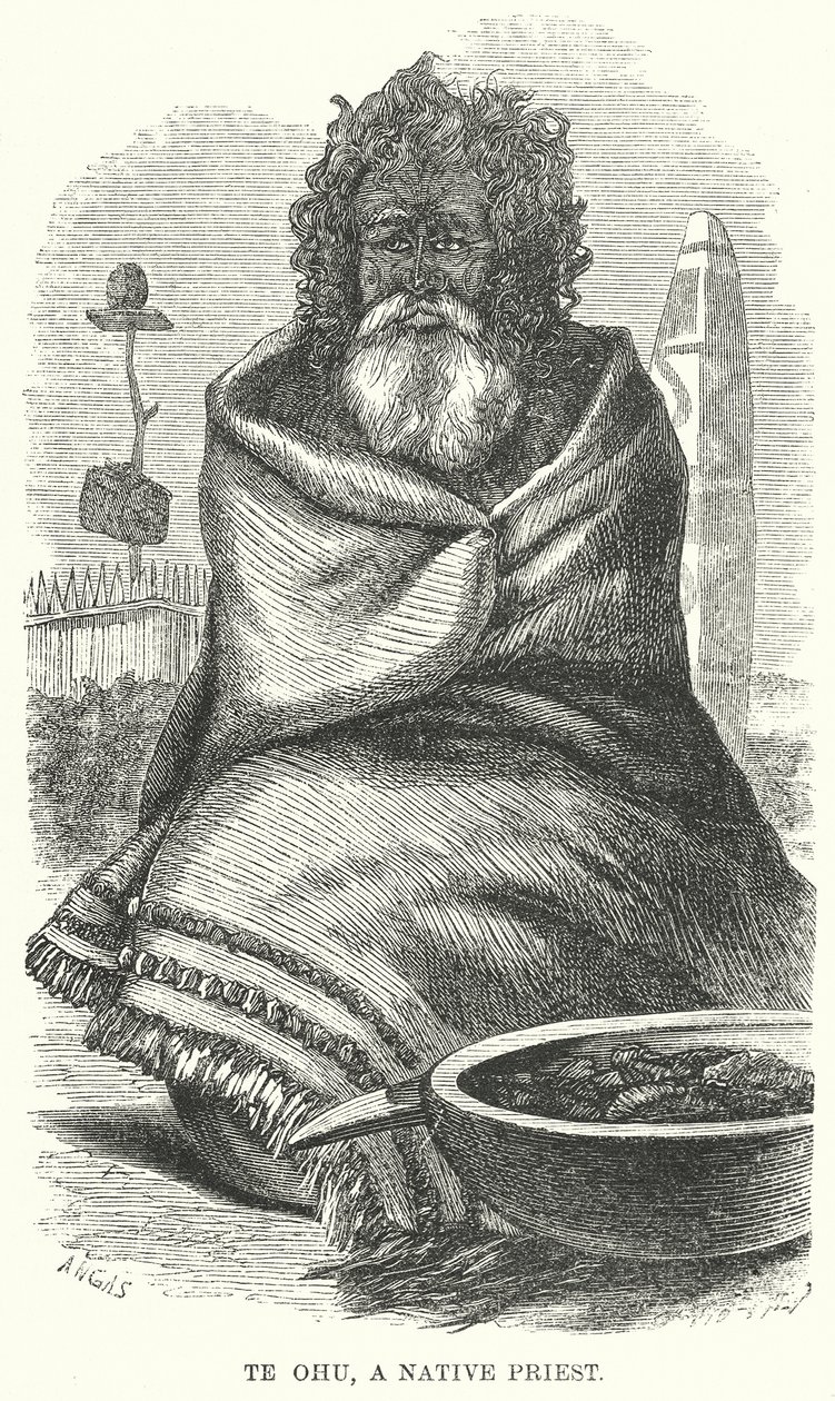 Te Ohu, un sacerdote nativo (grabado) de English School