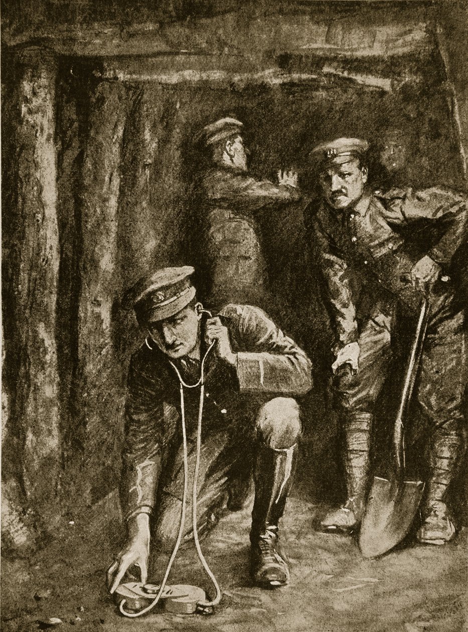 Momento tenso en las operaciones de minería de trincheras, 1914-19 de English School