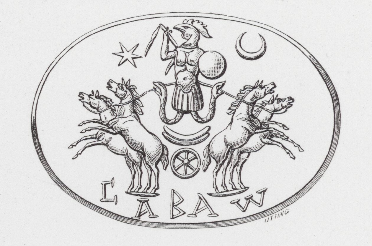 El dios Abraxas en el carro de Febo (grabado) de English School