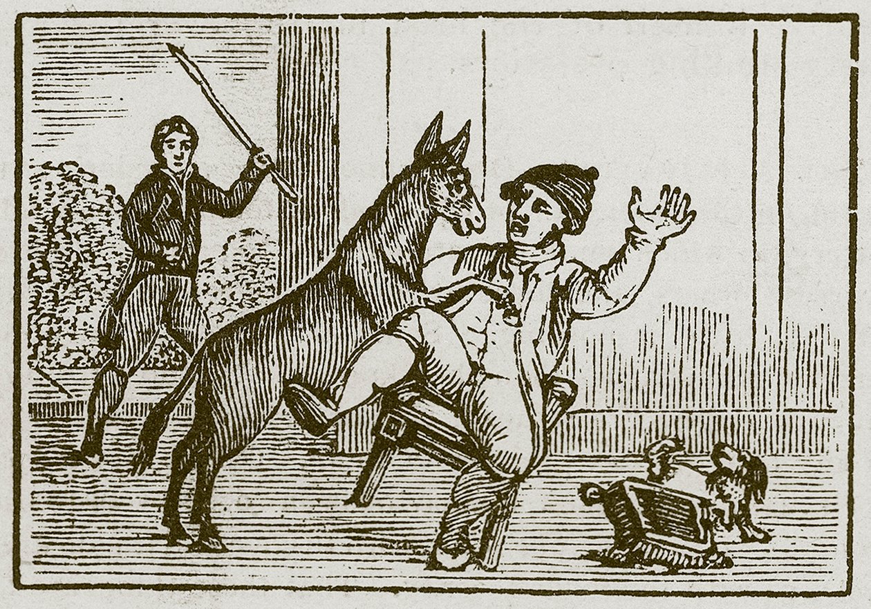 El asno y el perrito (grabado) de English School