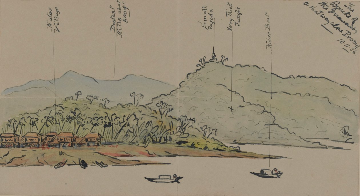 Las orillas del Irrawaddy, Birmania, 1886 de English School
