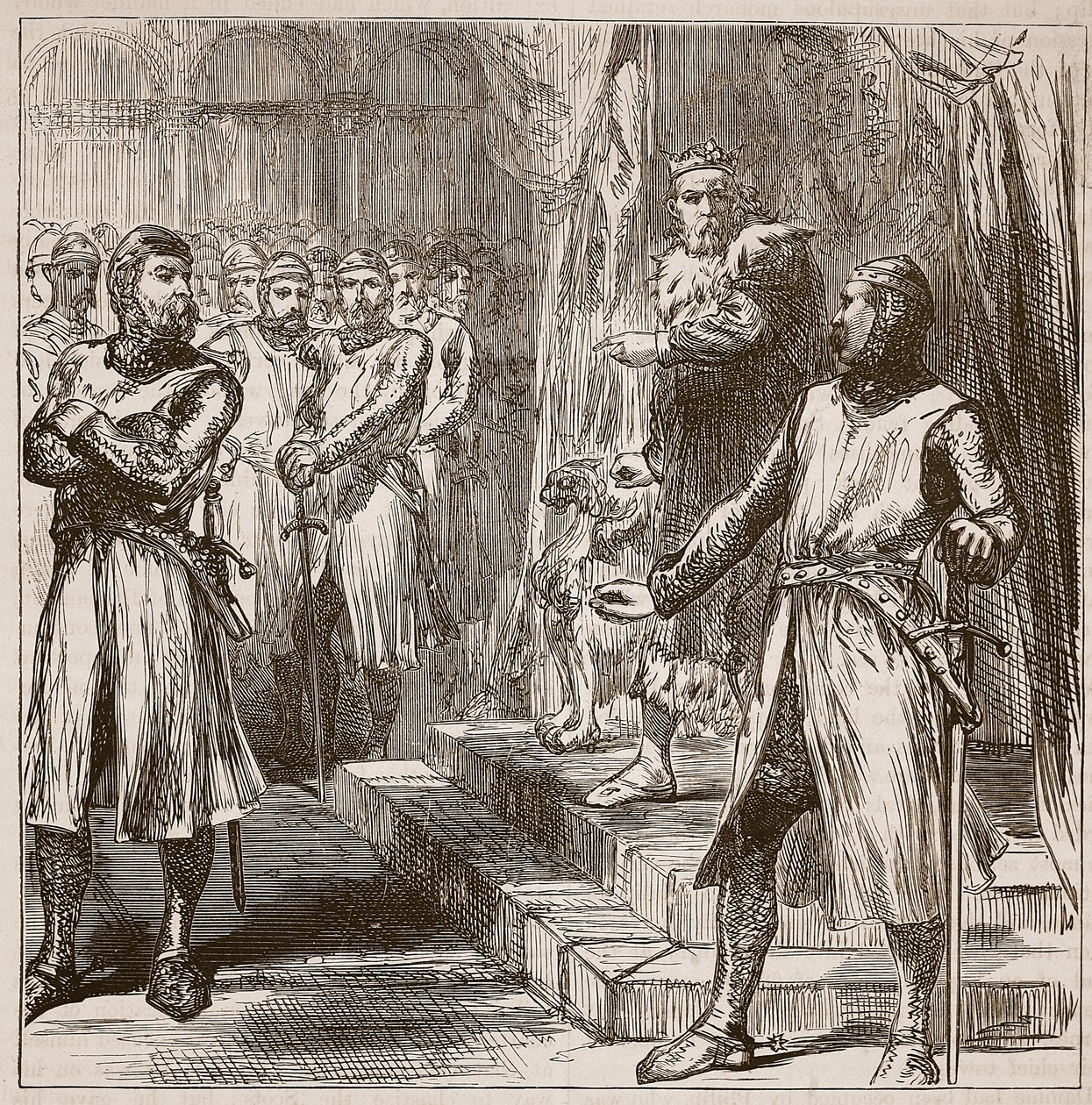 La revuelta de los Barones contra el Rey, ilustración de Cassells Illustrated History of England de English School