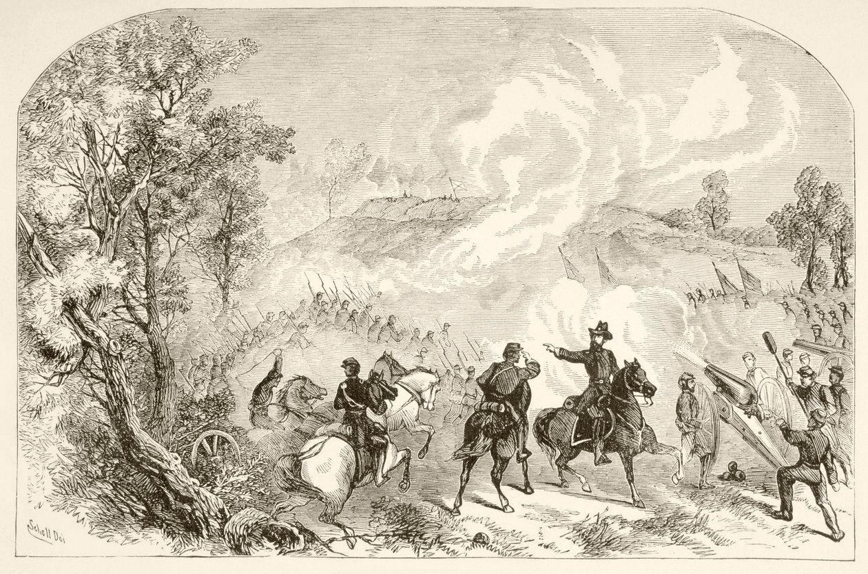 La batalla de Gettysburg (litografía) de English School