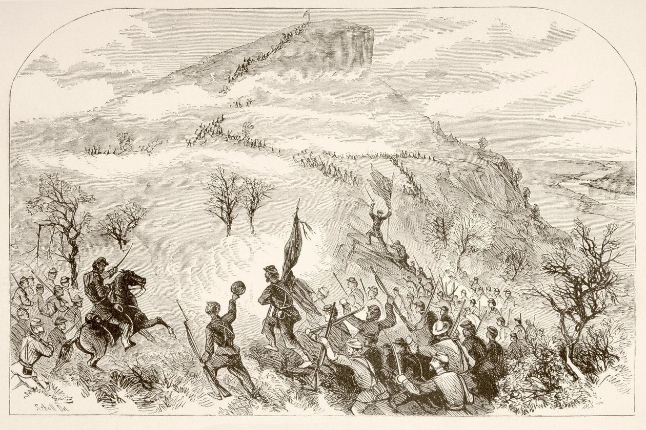 La batalla de Lookout Mountain (litografía) de English School