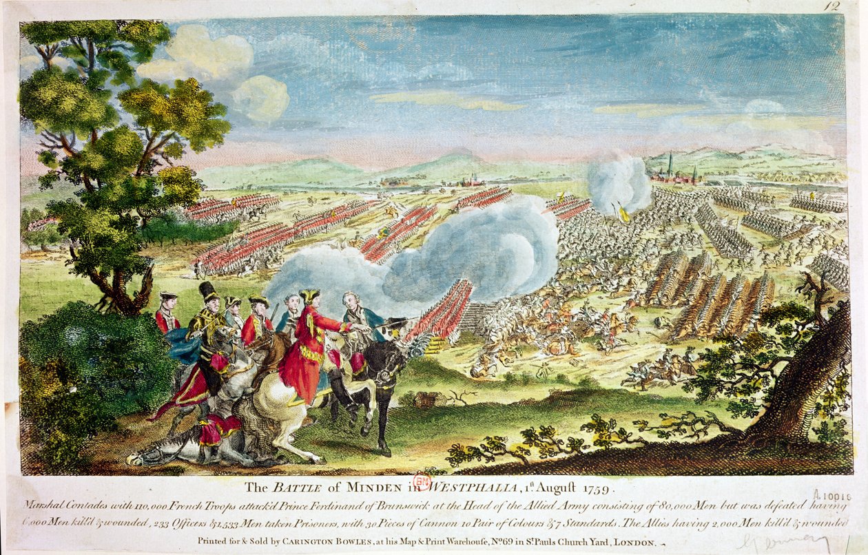 La Batalla de Minden en Westfalia en 1759 de English School