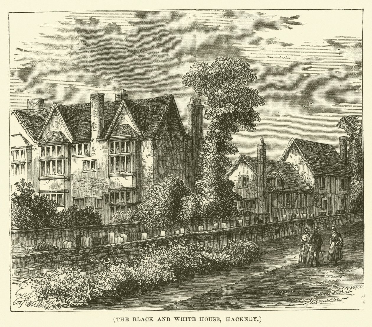 The Black and White House, Hackney (grabado) de English School