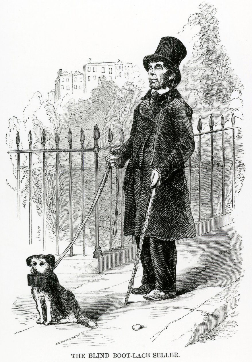El vendedor ciego de cordones de zapatos, c.1840 de English School