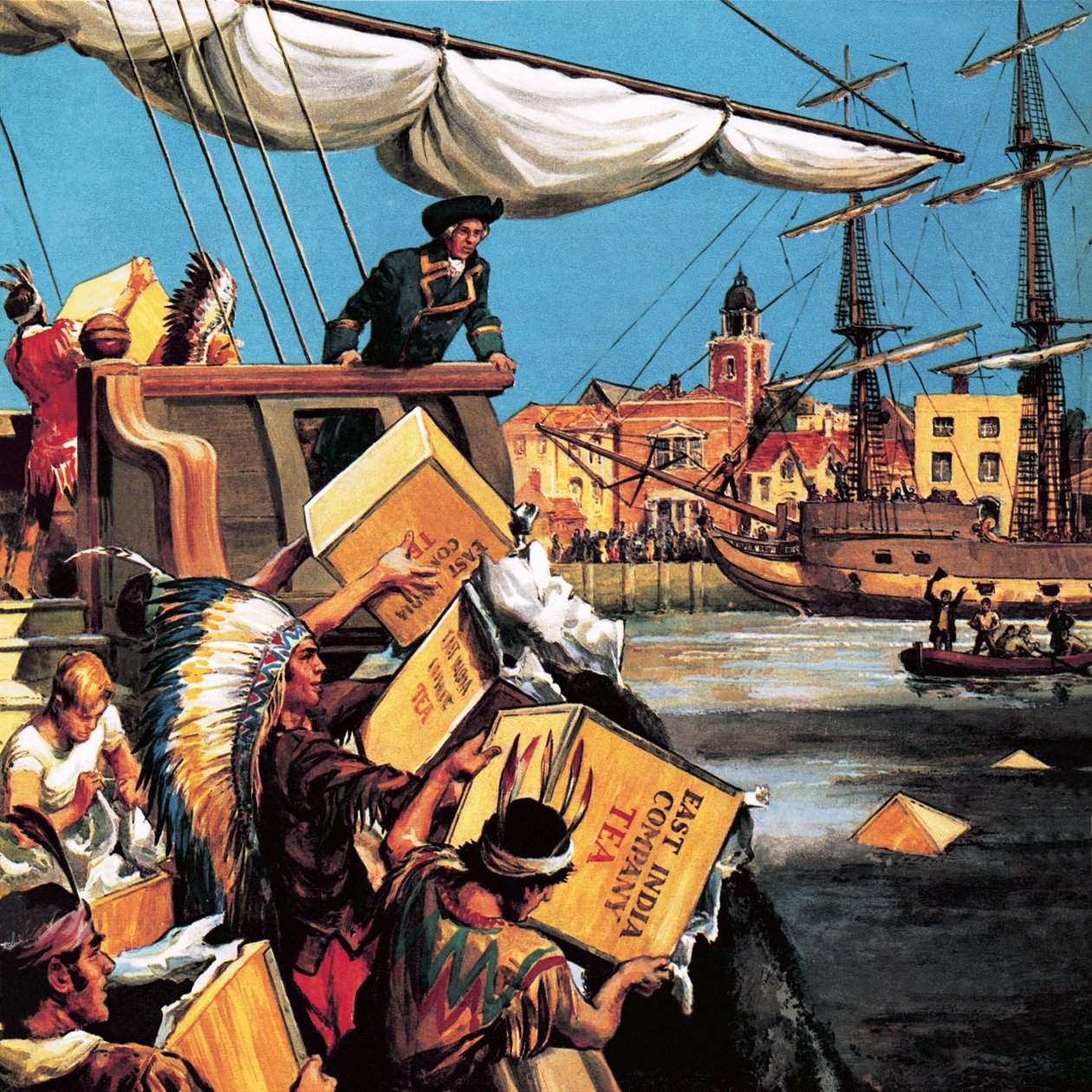 El Motín del Té de Boston (litografía) de English School