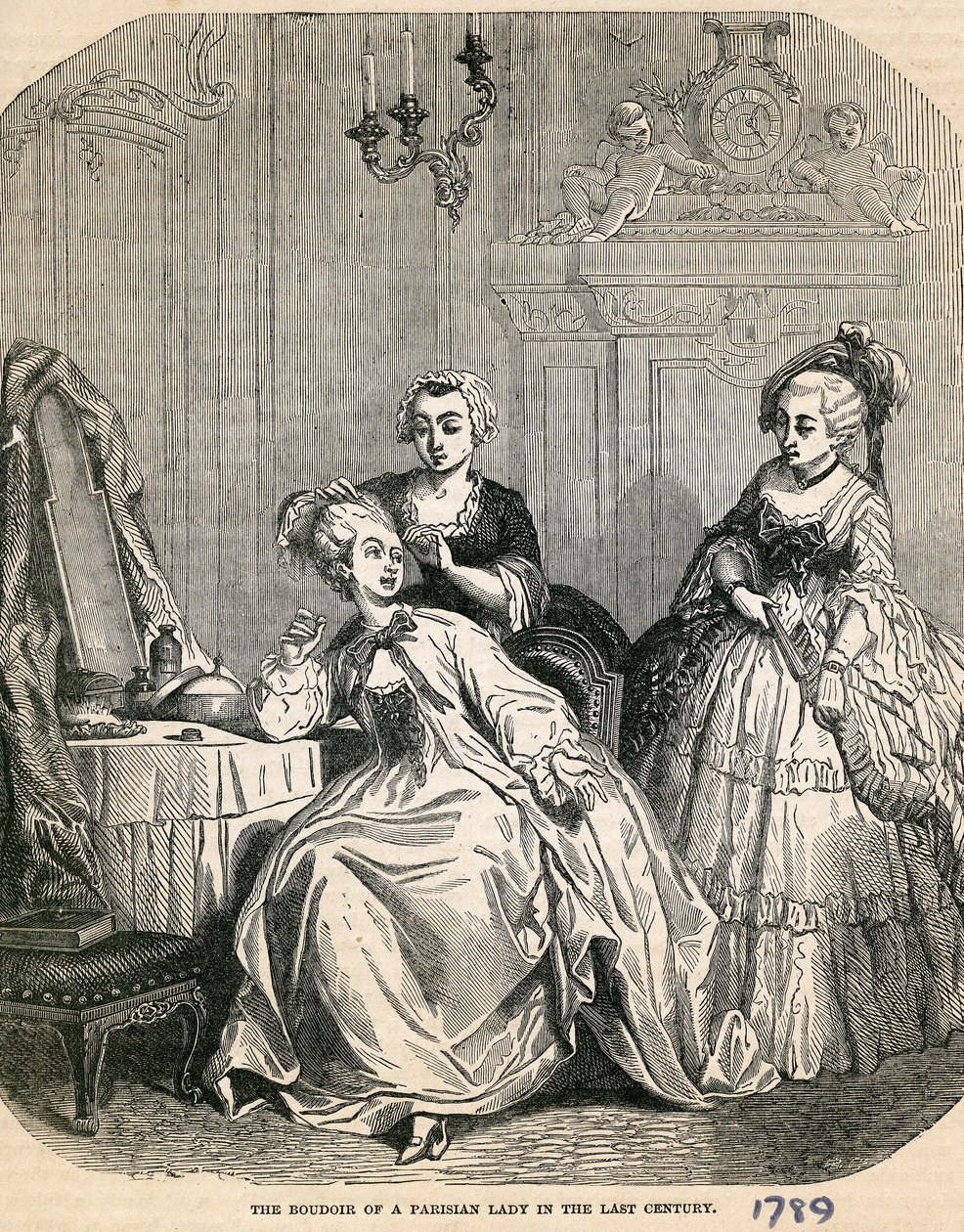 El tocador de una dama parisina en el siglo pasado, 1789 de English School