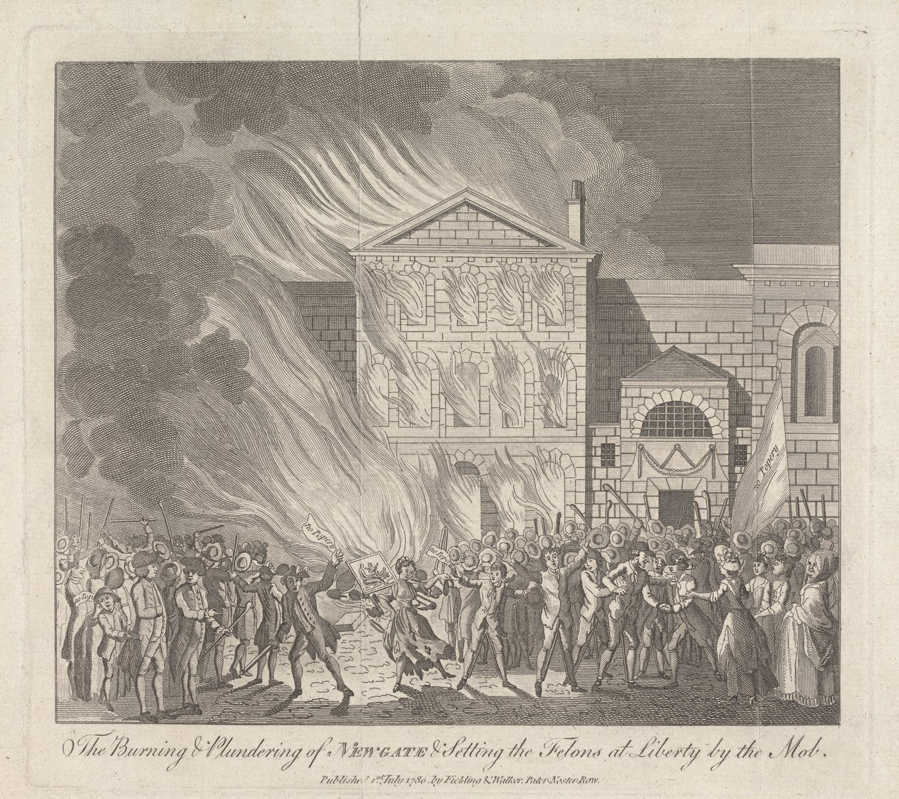 El incendio y saqueo de Newgate y la liberación de los delincuentes por la multitud de English School