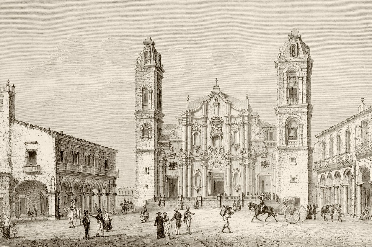 La Catedral de La Habana, Cuba (litografía) de English School