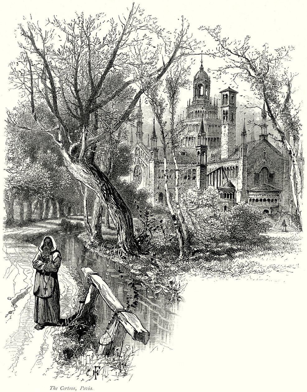 La Certosa, Pavía (grabado) de English School