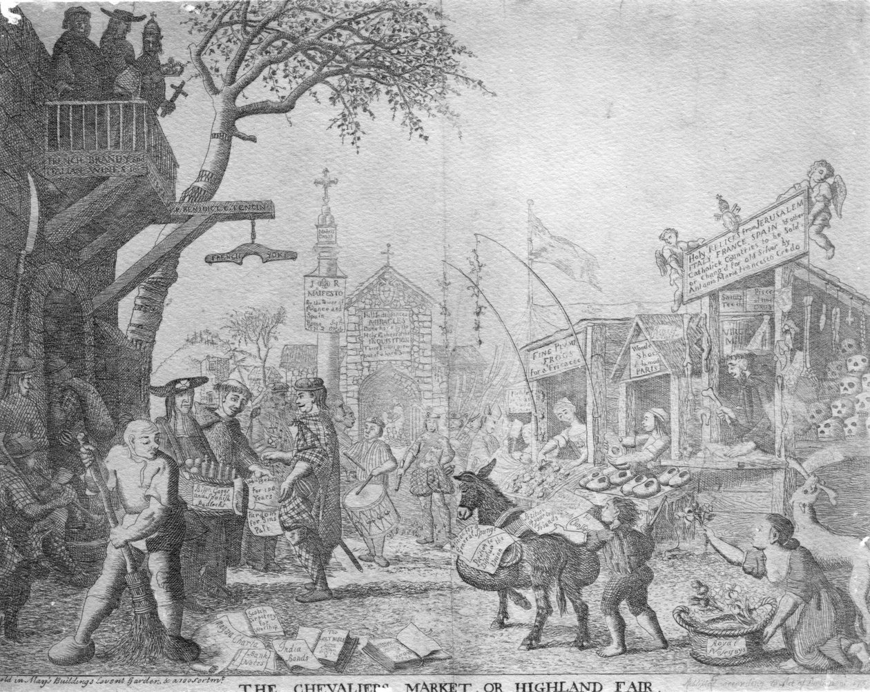 El mercado del caballero, o la feria de las tierras altas, publicado por George Bickham el Joven, 1745 de English School