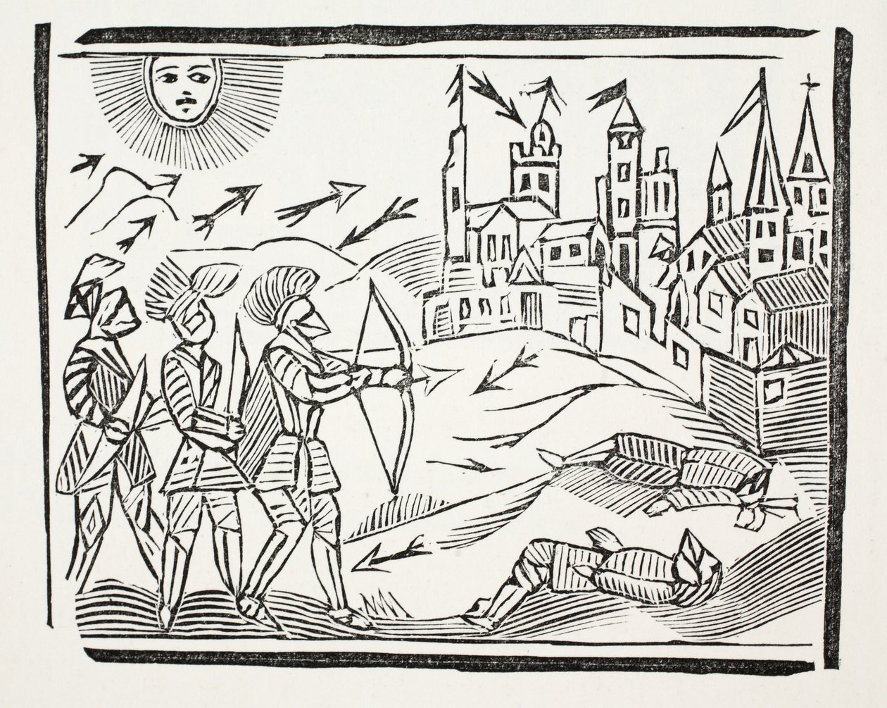 La conquista de Francia con la vida y las gloriosas acciones de Eduardo el Príncipe Negro, ilustración de Chap-books del siglo XVIII de John Ashton, pub. 1882 de English School