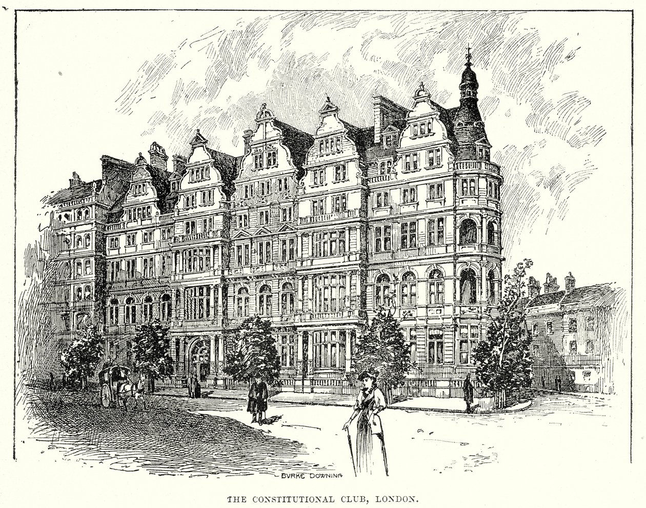 The Constitutional Club, Londres (grabado) de English School