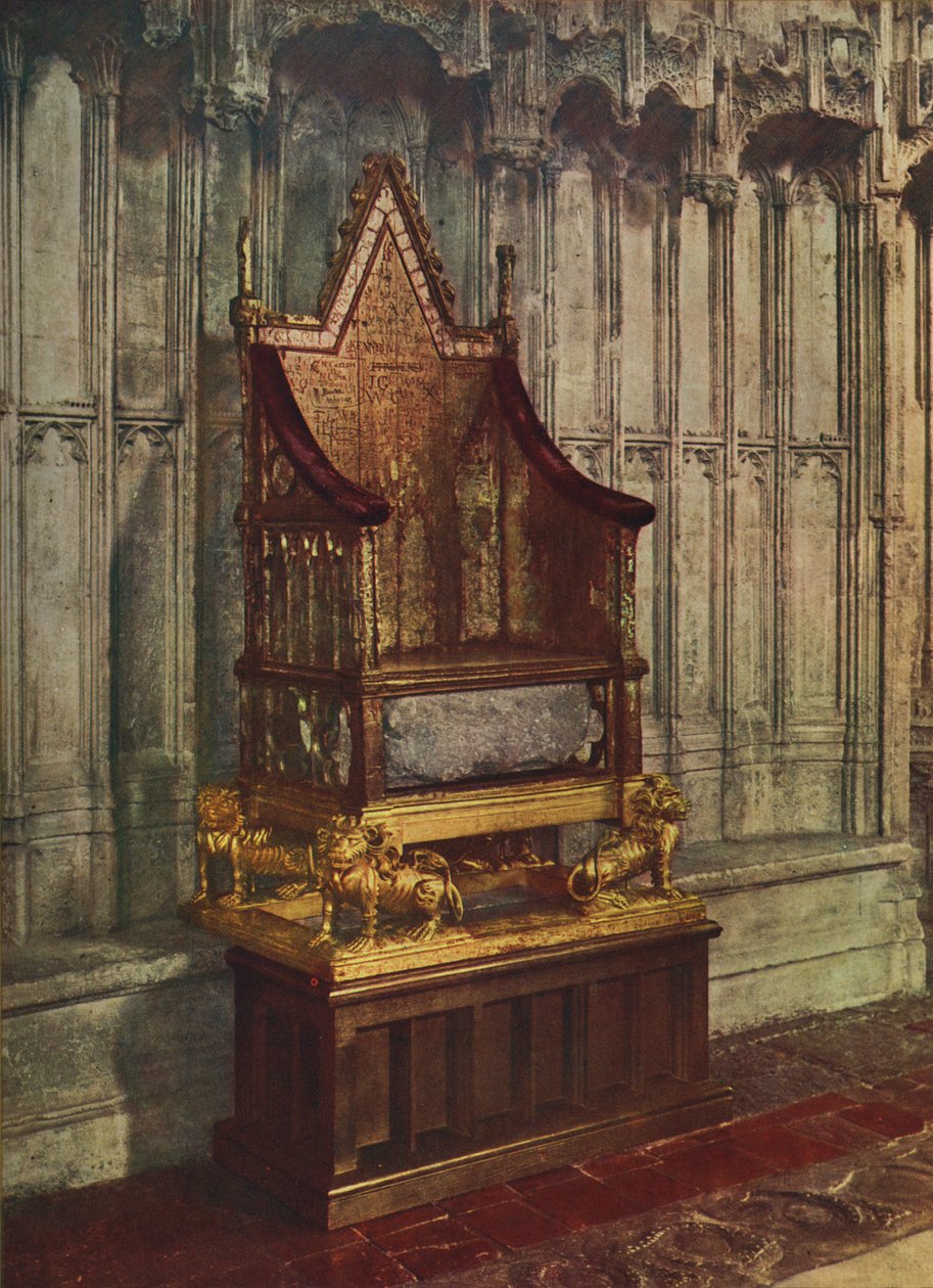 La silla de la coronación de Jorge VI, de "The Illustrated News". de English School