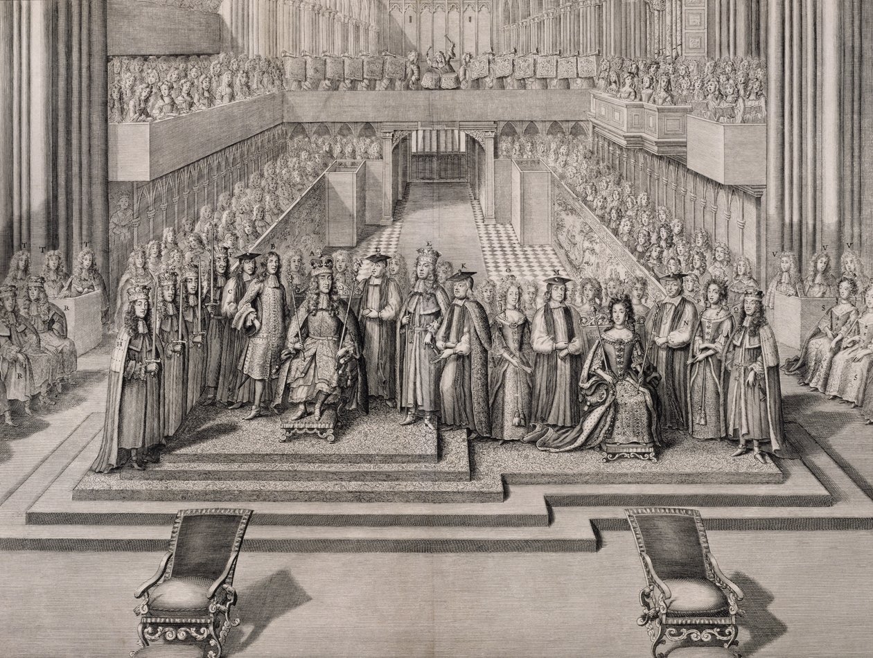 La Coronación del Rey James II y su segunda esposa Mary de Modena, 1685 de English School