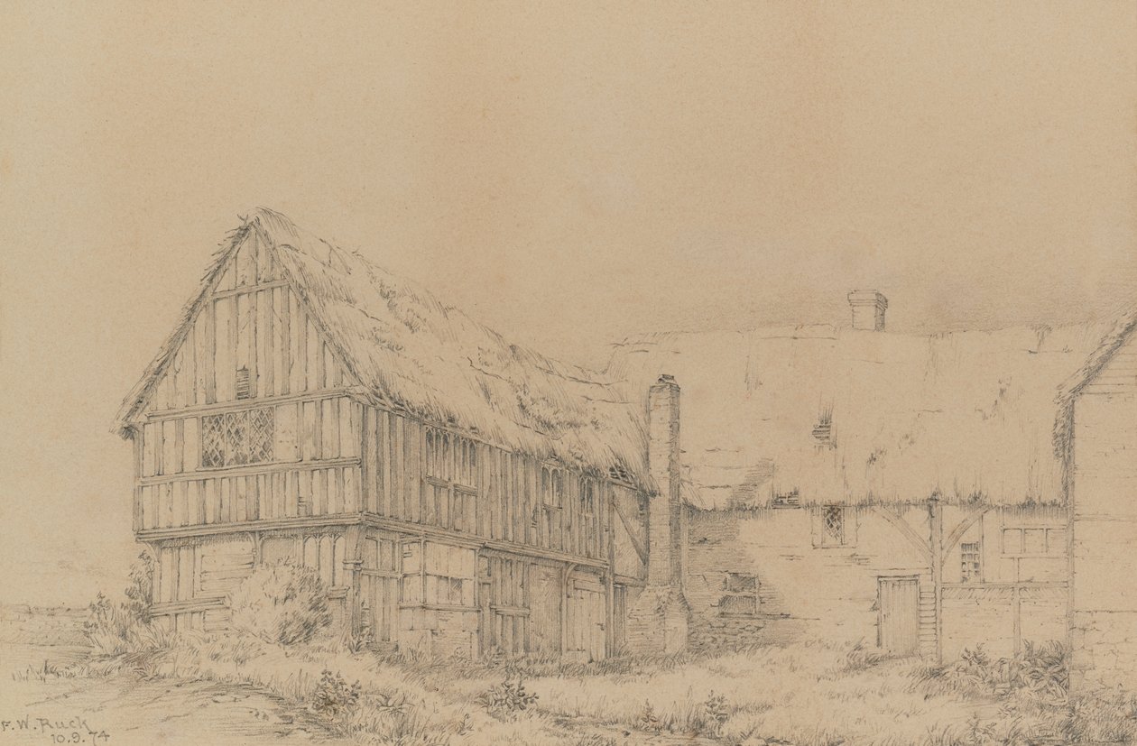 The Court Lodge en East Farleigh, cerca de Maidstone, c.1874 (Lápiz) de English School